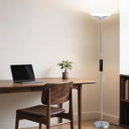 SIBRILLE Silver Torchiere Floor Lamp - 30W Dimmable LED Standing Lamp with Remote/Button Control, 1800Lm, 3000-6500K, 72in Bright Standing Pole Light for Living Room Bedroom Office Corner