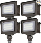 DAKASON 30W LED Flood Light Outdoor, Dusk-to-Dawn Photocell 180° Adjustable Knuckle, 3600LM 5000K Replaces 100W HPS/MH, IP65 Waterproof Outdoor Security Lighting Fixture, ETL Listed, 4 Pack