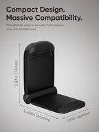 MAMUVIMO Headphone Stand, Headset Stand Foldable ＆ Sticky, Headphone Holder Hook Mount with Non-Slip Silicone, Adhesive Earphone Desk Hanger Clip Space-Saving for Airpods Max, All Earphones- Black