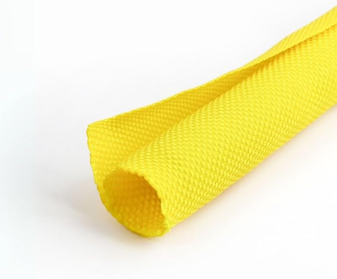 HOLED 1 inch Split Braided Cable Management Sleeve for USB Cable Power Cord Audio Video Cable, Wire Loom Cord Protector from Cat Dog Chewing (Yellow, 25FT)