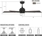 SMAAIR Smart WiFi LED Ceiling Fan, 52inch Plywood Outdoor Smart Ceiling Fan with Remote, App Control with Timer and Schedule, Compatible with Alexa/Google Assistant/Siri Shortcuts (Black/Walnut)