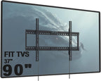 WALI TV Wall Mount Bracket for 37-90 Inch Flat Curved TVs up to 165 lbs, Low Profile Wall Mount Holds Your TV 1.1 Inch from The Wall, Mounting Holes up to 600x400mm (TTM-2), Black
