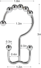 Shower Curtain Hooks, Goowin Shower Curtain Rings, Stainless Steel Shower Curtain Hooks Rust Proof Free Sliding Double Shower Hooks for Curtain, Shower Curtains & Liners (Chrome)