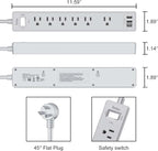 6Ft Power Strip Surge Protector - Yintar Extension Cord with 6 AC Outlets and 3 USB Ports for Home, Office, Dorm Essentials, 1680 Joules, ETL Listed, Grey