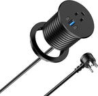 2.5 inch Power Grommet,20W USB-C Charging,1 Outlet with 2 USB C,1 USB Port,Furniture Flush Mount for Desktop,Recessed Power Strip,Workspace Essential Desk Outlet (Black, 10 FT)