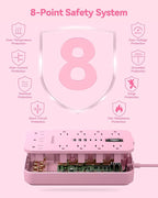 Pink Extension Cord with Multiple Outlets- 5 FT Kawaii Power Strip, Cute Extension Cord with 11 AC Outlet 6 USB (24W/4.8A), Charging Station for Cute Pink Kawaii Desk Home Room Decor Essentials Gifts