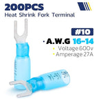 haisstronica 120PCS Heat Shrink Fork Spade Connectors #10 Waterproof Marine Grade Fork Terminal Connectors U-Type Yellow 12-10 Gauge