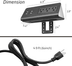 Emerising 2-Pack Desk Edge Mount Power Strips with 4 USB Ports & 3 AC Power Outlets for Home and Office Desktop Charging Bucket