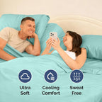 Split Head King Sheet Set – 4 Piece Flex Split Top King Sheets for Adjustable Beds - Fits 14” to 16" Mattress w/ Deep Pockets - Soft, Breathable & Cooling - Luxury Bedding and Wrinkle Free - Spa Blue