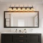 BBLLWJ Crystal Vanity Lights - Black, 6 Light Bathroom Vanity Light with Crystal Fixture, Modern Style for Bathroom Mirror