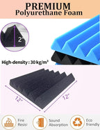 Sound Proof Foam Panels for Wall 24 Pack Acoustic Panels Sound Absorbing 2" X 12" X 12" Fire-Proofed Soundproofing Foam High Density Sound Dampening Panels for Room Studio