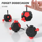 Fidget Dodecagon –12-Side Fidget Toys Cube Relieves Stress and Anxiety Anti Depression Travel Toy Christmas Stocking Stuffers Gifts for Children and Adults (A4 Black red)