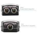 RKURCK 2 Way Power Distribution Block, 0/2/4 AWG Gauge in, 0/4/8/10 Gauge Out, Car Audio Stereo Amp Distribution Connecting Block for Audio Splitter (1x0GA+2x0GA)