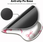 Ergonomic Mouse Pad with Wrist Support,Cute Mouse Pad with Wrist Rest and Coaster Set,Office Supplies Non-Slip Mouse Pads for Desk, Non-Slip Comfortable,Pink Bow