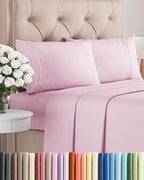 Cal King Size 4 Piece Sheet Set - Comfy Breathable & Cooling Bed Sheets Set - Hotel Luxury Bedding for Women, Men, Kids, Teens, Boys & Girls - Deep Pockets, Soft, Wrinkle Free - Oeko-Tex - Light Pink