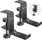 Goldmille 2 Pack Aluminum Headphone Stand Hanger Foldable with Cable Clip - Headset Holder Clamp Hook Under Desk, Save Your Space While Working & Gaming