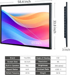 TouchWo 65-inch Interactive Touchscreen Monitor, Electronic Whiteboard Touch Screen with 4K Display, Smart Board for Home Office and Classroom, Bundled Android 12, RAM 4G & ROM 64G