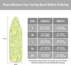 ZCFYGDX Fresh White Daisy Print Ironing Board Cover, Resist Scorching & Staining, Easy to Install Resistant Elastic Edges, 3 Nylon Buckle Straps Fasteners, Protective Scorch Cloth Covers Size-S