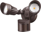 LEONLITE COB LED Security Light, Motion Sensor Outdoor Lights, Dusk to Dawn, 100-277V, ETL Listed, Adjustable Heads, Motion Detector Flood Light for Outside, IP65 Waterproof, 3000K Warm White, Bronze