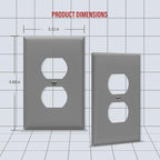 ENERLITES Duplex Receptacle Wall Plate, Electrical Outlet Covers, Gloss Finish, Mid-Size 1-Gang 4.88" x 3.11", Polycarbonate Thermoplastic, UL Listed, 8821M-GY-10PCS, Gray, 10 Pack, 10 Count