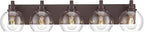 METWET Bathroom Light Fixtures Over Mirror, 5-Light Oil Rubbed Bronze Bathroom Vanity Light with Globe Clear Glass Shade, 32 Inch Modern Sconces Wall Lighting, VL195-ORB-5
