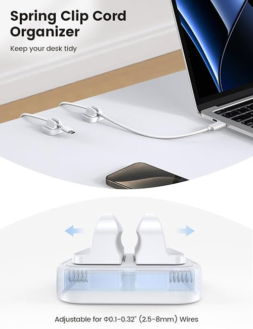 5Pack [Spring Fixed] Cord Holder Clips, Desk Organizer Accessories- Lamicall Cable Holder Mother's Day for Mother, Cable Management, Workspace Organizer & Accessories, Wire Clips for Nightstand