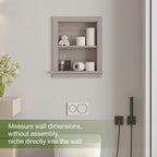 Recessed Medicine Cabinet,Fully Assembled Recessed Wall Niche,Waterproof in Wall Medicine Cabinet for Bathroom,Replacement Medicine Cabinet Shelves for Living Room,Washed Oak Shower Niche