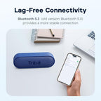 Tribit XSound Go Bluetooth Speaker with 16W Loud Sound & Rich Bass, 24H Playtime, IPX7 Waterproof, Wireless Stereo Pairing, USB-C, Portable Wireless Speaker for Home, Outdoors, Travel (Blue)