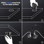 3 inch Desktop Power Grommet USB C,65W Fast Charging Station,Furniture Recessed Power Strip,2 Outlets,4 USB Ports,Flush-Mount for Desktop, Workspace Essential Desk Outlet,2 Pack (Black)