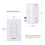 BN-LINK Mini Wireless Wall-Mounting Remote Control Outlet Switch Power Plug in for Household Appliances, Wireless Remote Light Switch, LED Light Bulbs, White (3 Outlets)