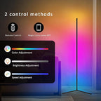 Tyute Corner Floor Lamp 2 Pack, LED Lamps with Remote, RGB Standing Lamp, LED Light Stick, Music Sync Dimmable Color Changing Ambient Light Bar for Bedroom, Living Room, Gaming Room, Party, Dorm