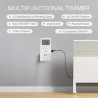 VIVOSUN Digital Timer Outlet 7 Day Programmable Digital Outlet Timer with 2 Independent Outlets 3 Prong, 20 on/Off Programs Groups, Countdown Setting, Indoor for Light Lamp, Fan（1Pack）