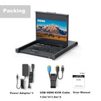 Rack Mount KVM w/17.3" LCD Monitor, MT-VIKI 8 Port HDMI KVM Switch 1920x1080@60Hz for 1U 19" Rack Support OSD Menu/Hotkey+ 8 KVM Cables + Keyboard + Touchpad+ Drawer