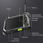 Dual Lens Endoscope with 5" Monitor, Teslong NTS500 Industrial Waterproof Borescope Inspection Camera with 0.21in Front & Side-View Double Lens with 9.8FT Probe, 5-Inch IPS LCD Screen & Case