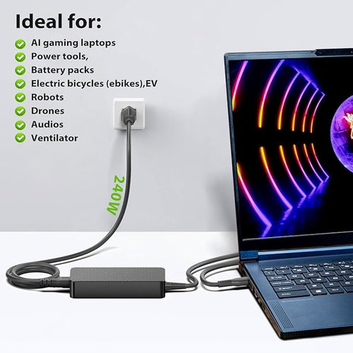 48V 5A 240W USB C GaN PD3.1 36V 5A 180W Power Supply with Detachabble USB- C Cable for Robots, Drones, Industrie PC, NVIDIA DGX Spark, Framework Laptop 16(2025), Thunderbolt 5 AI PC Gaming Laptop