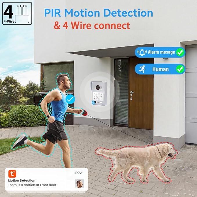 Wired Video Door Phone Apartment Intercom System,7 Inch Touch Monitor with 1080P HD Camera Doorbell,Supporting 5 in 1 Unlocking,Minitoring Motion Detecting for Home Villa,Tuya (2 doorbell + 1 monitor)