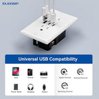 ELEGRP USB Outlets, 15 Amp Wall Outlet with 3 USB Ports, Dual USB C Ports Outlets, TR Tamper-Resistant USB Outlets Receptacles, Wall Plate Included, UL/CUL Listed, 2 Pack, White