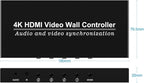 Video Wall Controller HDMI 1X4,Splicing Professional Processor with 4 HDMI+3.5mm Audio Output 180 Degree Rotate TV Wall Display 8 Splicing Modes 1x1, 1x2, 1x3, 1x4, 2x1, 3x1,4x1, 2x2