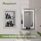 Recessed Medicine Cabinet,in Wall Shower Niche,14x18 Bathroom Cabinet with Storage,Bathroom Niche for Shower Wall for Bedroom/Hallway,Wall Niches Insert for Drywall,Grey/MDF
