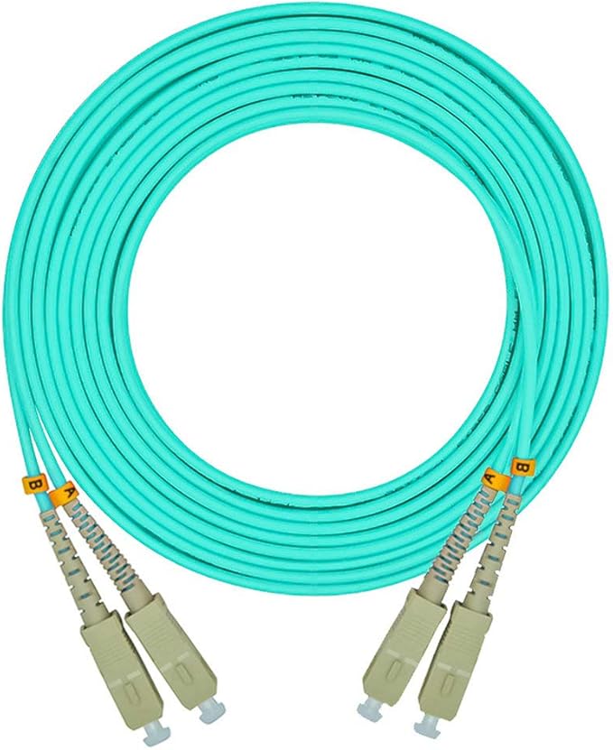 Jeirdus 100 Meters 328ft SC to SC Duplex 50/125 10G OM3 Multi-Mode Fiber Optic Cable Jumper Optical Patch Cord SC-SC