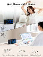 PPLEE Loud Alarm Clock with Bed Shaker,Vibrating Alarm Clock for Heavy Sleepers Hearing-impaired Deaf,2 Alarms 3-level Vibration for Weekday/Everyday Mode,5 Dimmer,5 Volume,Big Number,Power-off Memory
