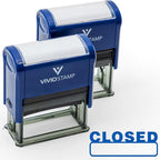 Basic Closed Self Inking Rubber Stamp (Blue Ink) - Large 2 Pack