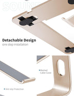 SOUNDANCE Laptop Stand, Aluminum Computer Riser, Ergonomic Laptops Elevator for Desk, Metal Holder Compatible with 10 to 15.6 Inches Notebook Computer, Champagne Gold