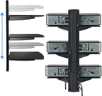 DVD Floating Shelf, Glass TV Wall Mount with Shelf for DVD Player / PS4 / Cable Boxes / Game Consoles / Sky Box / TV Accessories, Media Shelf, Flat Black Wall Mount Bracket, AV Shelves, 3 Tiers CS303S