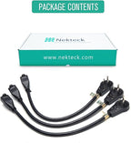 Nekteck 360° Rotating Flat Plug Extension Cord 1 Foot, 14AWG 3 Prong Extension Cord, Low Profile Right Angle Power Cord, Flat Extension Cord Grounded Wire, 15A- UL Certified, Black