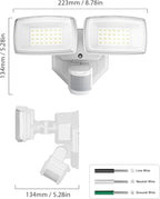 Onforu 32W 2 Head Motion Sensor Outdoor Lights, 3200LM 6500K LED Security Light Hardwired, Dusk to Dawn, Motion Detector Light for Outside, IP65 Waterproof Flood Lights for Garage, Yard(White)
