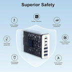 iPhone 17 Charger USB C Fast Charger Block, 3 Type C Port Each 40W Charger for iPhone 17 16 15 Pro Max Plus, Galaxy S25 S24 S23, iPad, Tablet, Total 165W GaN 6 Port Wall Charging Station Hub Adapter