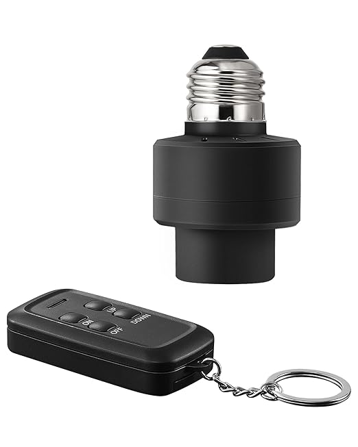 DEWENWILS Remote Control Light Socket with Dimmer, Wireless Light Switch, Wireless Light Bulbs Socket Switch, E26 E27 Base, 100FT Range, No Wiring, for Closet, Garage, Basement, ETL Listed, Black