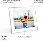 Aura Walden 15" WiFi Digital Picture Frame | Wirecutter's Best Digital Frame for Gifting | Send Photos from Your Phone | Quick, Easy Setup in Aura App | Free Unlimited Storage | White Clay