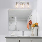 SOPEAS 3-Light Vanity Lights,Brushed Nickel Vanity Light,with Clear Glass Shade for Bathroom Light Fixtures, Bathroom Light Fixtures Over Mirror